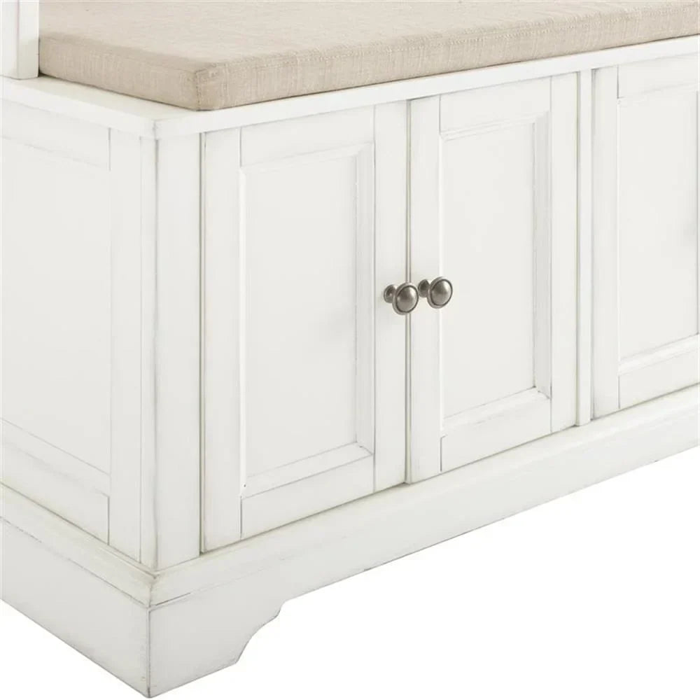 2026 NewBowery Hill Traditional Wood Hall Tree in Seafoam Blue/Oatmeal