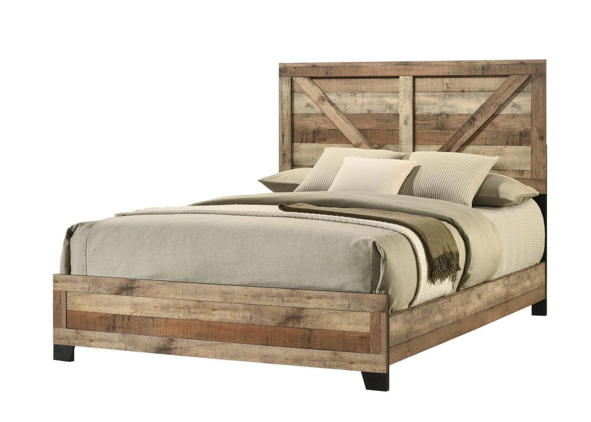 2026 NewKings Brand Furniture Biloxi Farmhouse Classic 5-Piece Bedroom Set - Bed Frame with Headboard, Dresser, Mirror and 2 Nightstands (King)