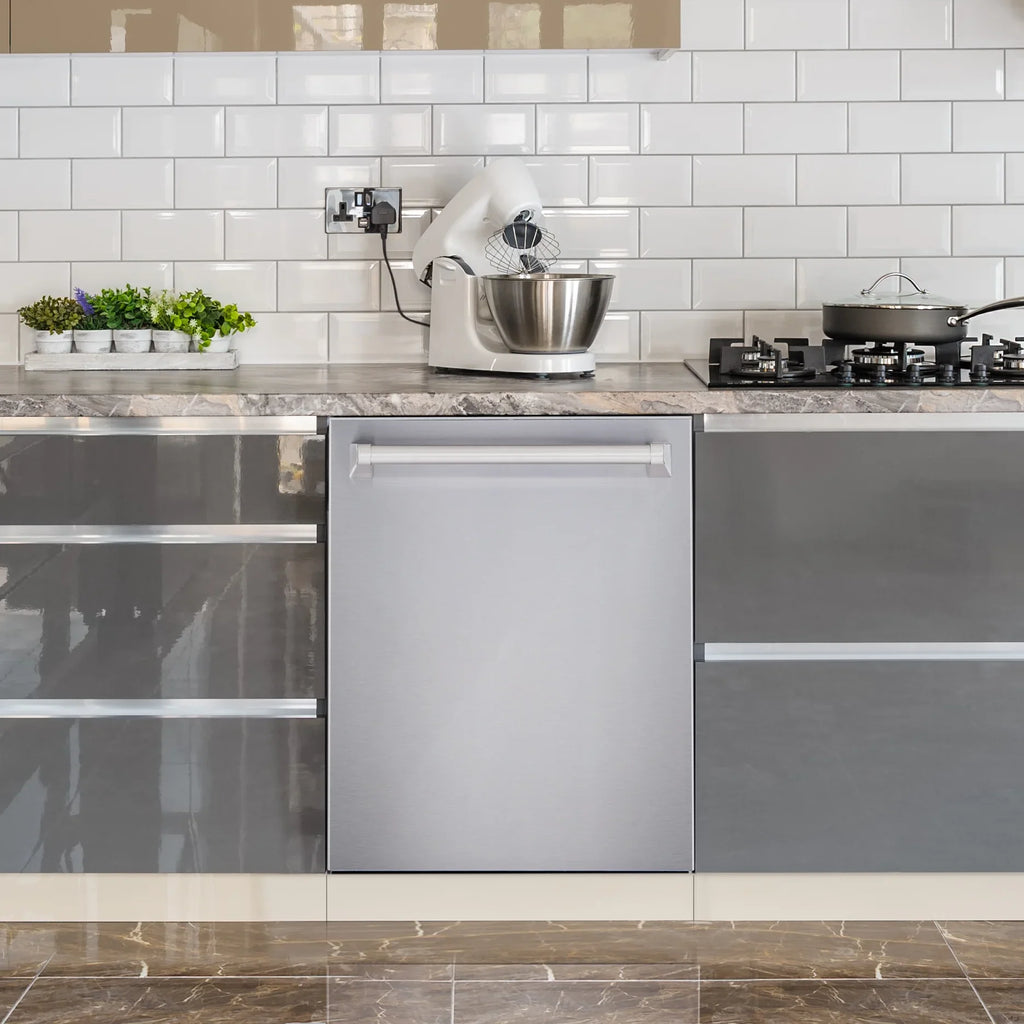 2026 NewCosmo 5 Piece Kitchen Appliance Packages with 30" Freestanding Electric Range 30" Island Range Hood 24" Built-in Fully Integrated Dishwasher French Door Refrigerator & 48 Bottle Wine Refrigerator