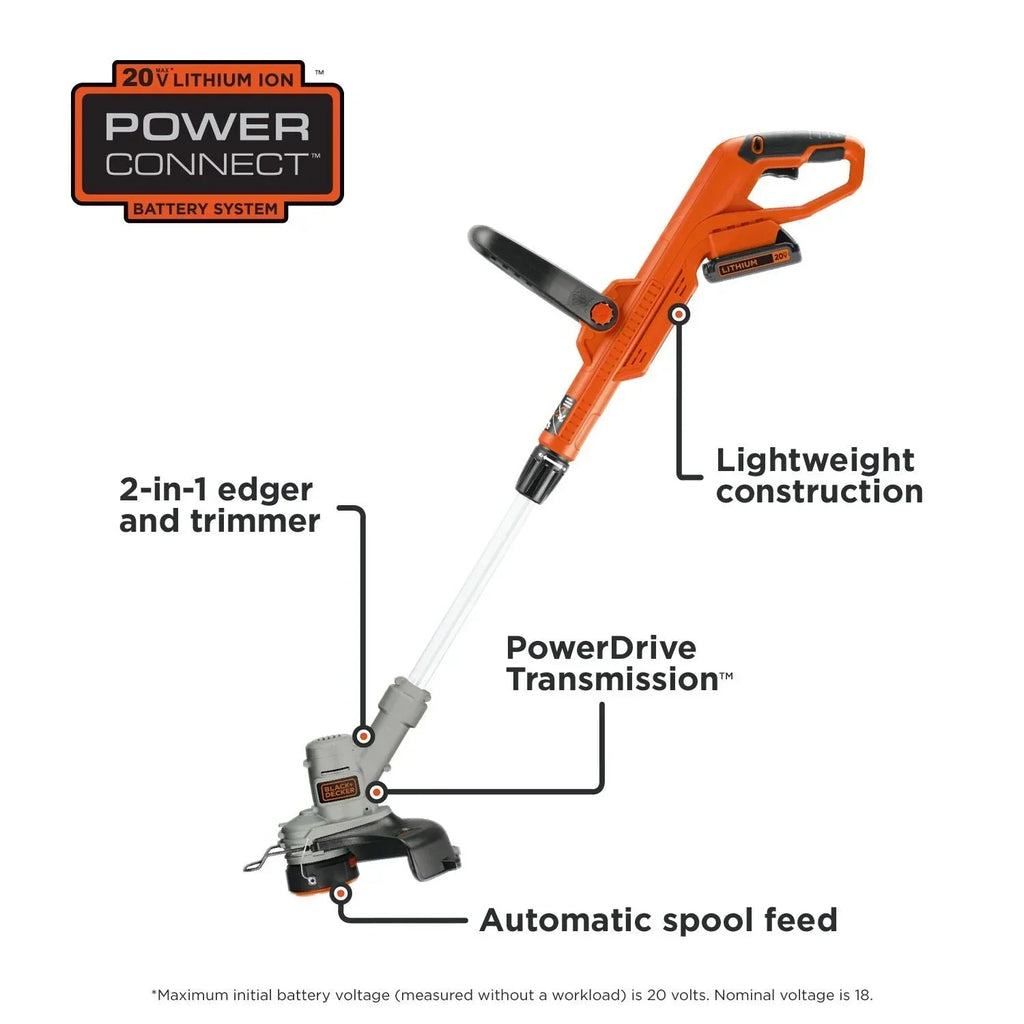 2026 NewBLACK+DECKER 20V Cordless String Trimmer and Edger, 2Ah, Lithium Ion Battery Included