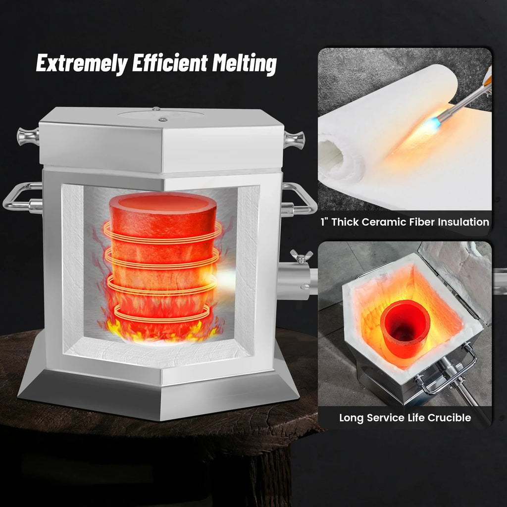 2026 New7KG Propane Melting Furnace Kit with Two Tongs and Crucible, All New Kiln Metal Foundry Furnace Smelting Gold Silver Copper Aluminum, Metal Recycle Home Smelting Casting Tool