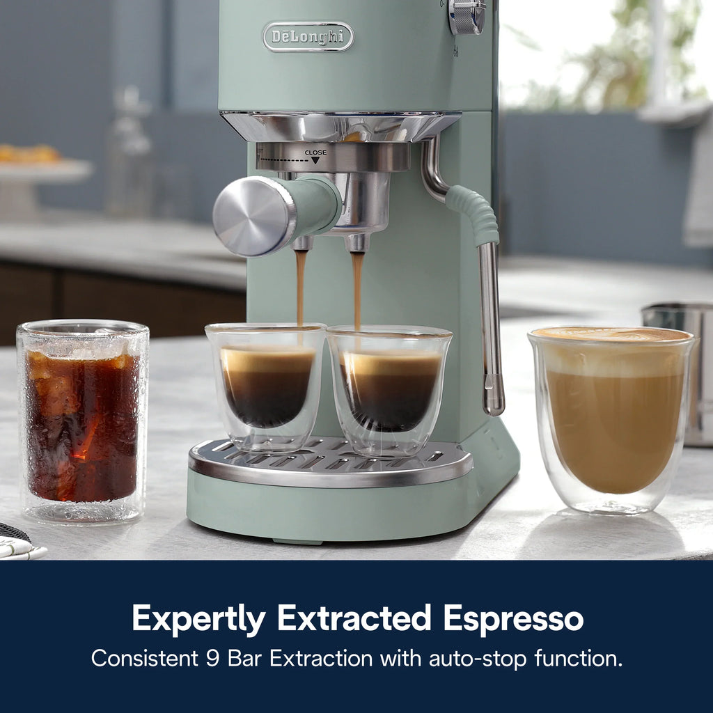 2026 NewDe’Longhi Dedica Duo Espresso Machine, Compact Size with Built in Frother for Latte Art, Brew Espresso, Cold Brew, Lattes & More, Stainless Steel