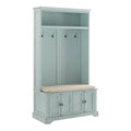 2026 NewBowery Hill Traditional Wood Hall Tree in Seafoam Blue/Oatmeal