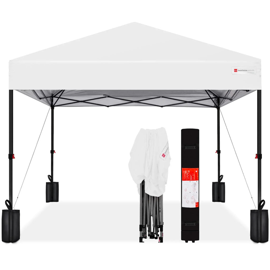 2026 NewBest Choice Products 12x12ft Easy Setup Pop Up Canopy w/ 1-Button Setup, Wheeled Case, 4 Weight Bags - Navy Blue