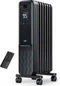 2026 NewDreo Oil Filled Radiator, Electric Radiant Heaters for indoor use Large Room with Remote Control, Child Lock, 4 Modes, Overheat & Tip-Over Protection, 24h Timer, Digital Thermostat, Quiet, 1500W