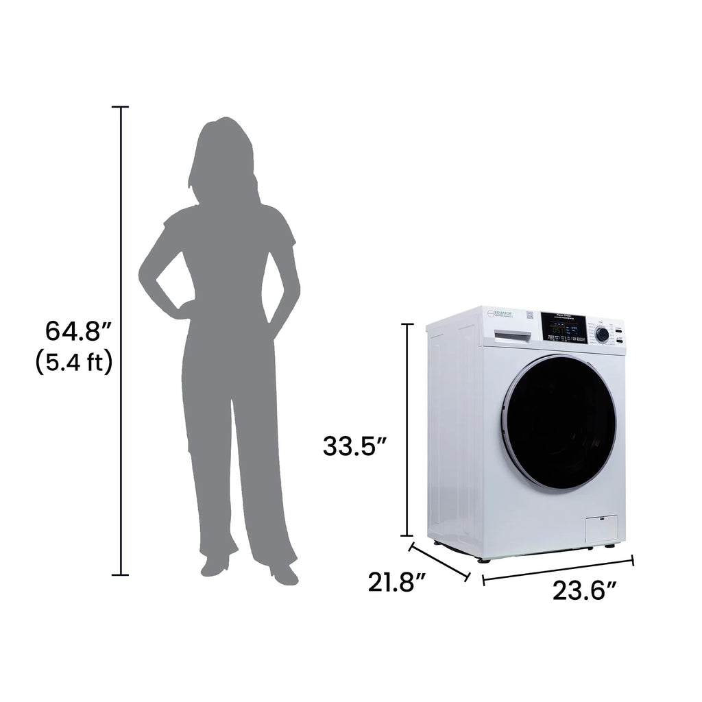 2026 NewEquator Combination Washer Dryer Ventless/Vented Pet cycle 1.62cf/15lbs 110V with Adjustable legs
