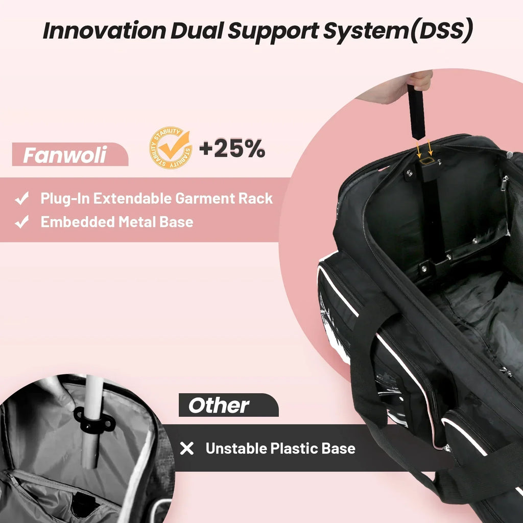 2026 NewFegat Dance Bag with Garment Rack - 28"Collapsible Rolling Competition Dance Duffle Bag Lightweight Costume Wheeled Suitcase for Dancers Shows Livestreamer Athletes