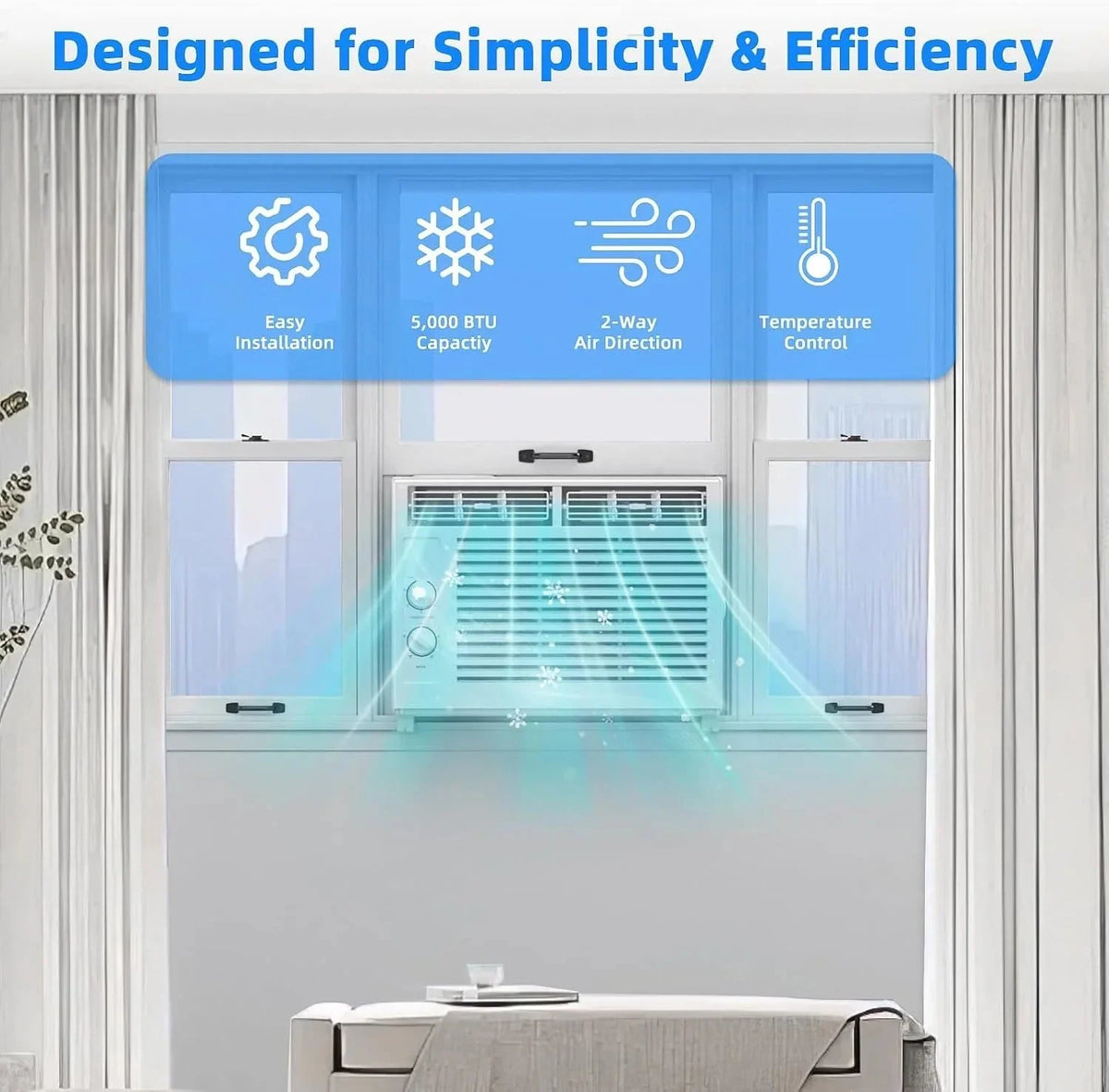 2026 NewAntarctic Star 12,000 BTU U-shaped window air conditioner, cools rooms up to 550 square feet with 6 modes, 24-hour timer, ultra-quiet window air conditioner