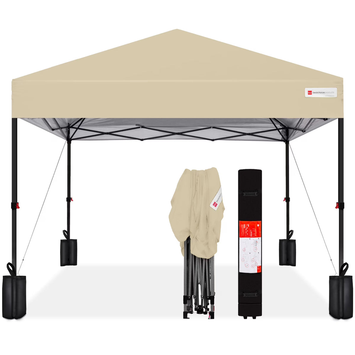 2026 NewBest Choice Products 12x12ft Easy Setup Pop Up Canopy w/ 1-Button Setup, Wheeled Case, 4 Weight Bags - Navy Blue