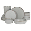 2026 NewGibson Elite Gelston Stoneware Matte Reactive Glaze 16 Piece (Service for 4) Plates and Bowl Dinnerware Set - Grey