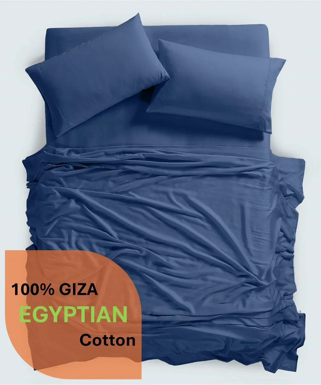 2026 New600 Thread Count, 100% Giza Egyptian Cotton Bedding Set, 4-PC Sheets Set, 15 Inch Deep Pocket of Fitted Sheet, Soft Sateen Weave Breathable - Black, Twin