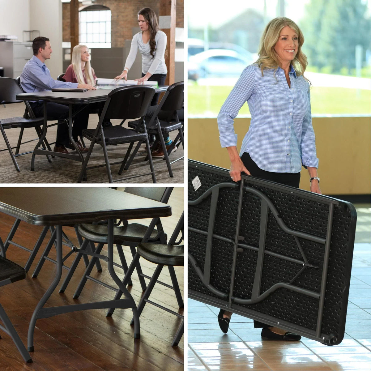 Lifetime 6 Foot Rectangle Folding Table, Indoor/Outdoor Commercial Grade, Black (280350)