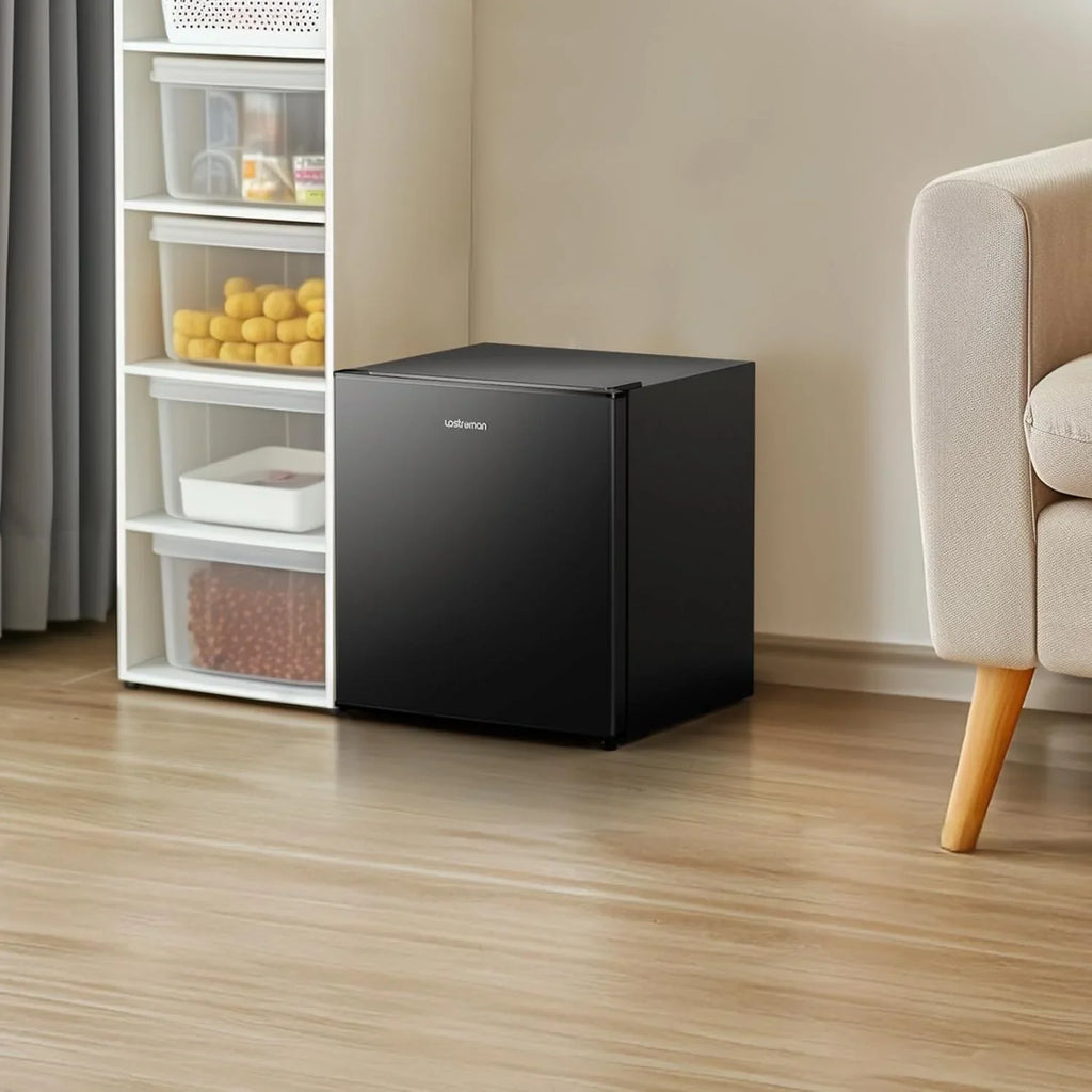 2026 NewUpstreman 1.6 Cu.ft Single Door Mini Fridge with Freezer, Small Compact Refrigerator with Reversible Door for Apartment Dorm Office Bedroom RV, FR16 Black