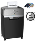2026 NewBonsen 24 Sheet Heavy Duty Cross Cut Shredder for Office | Commercial Shredder with 9 Gallons Bin