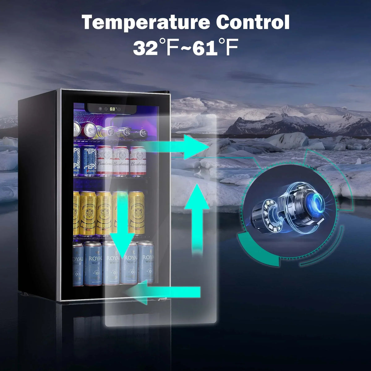 2026 NewAuseo 126 Can Beverage Refrigerator and Cooler with Glass Door for Home/Office/Bar-Black