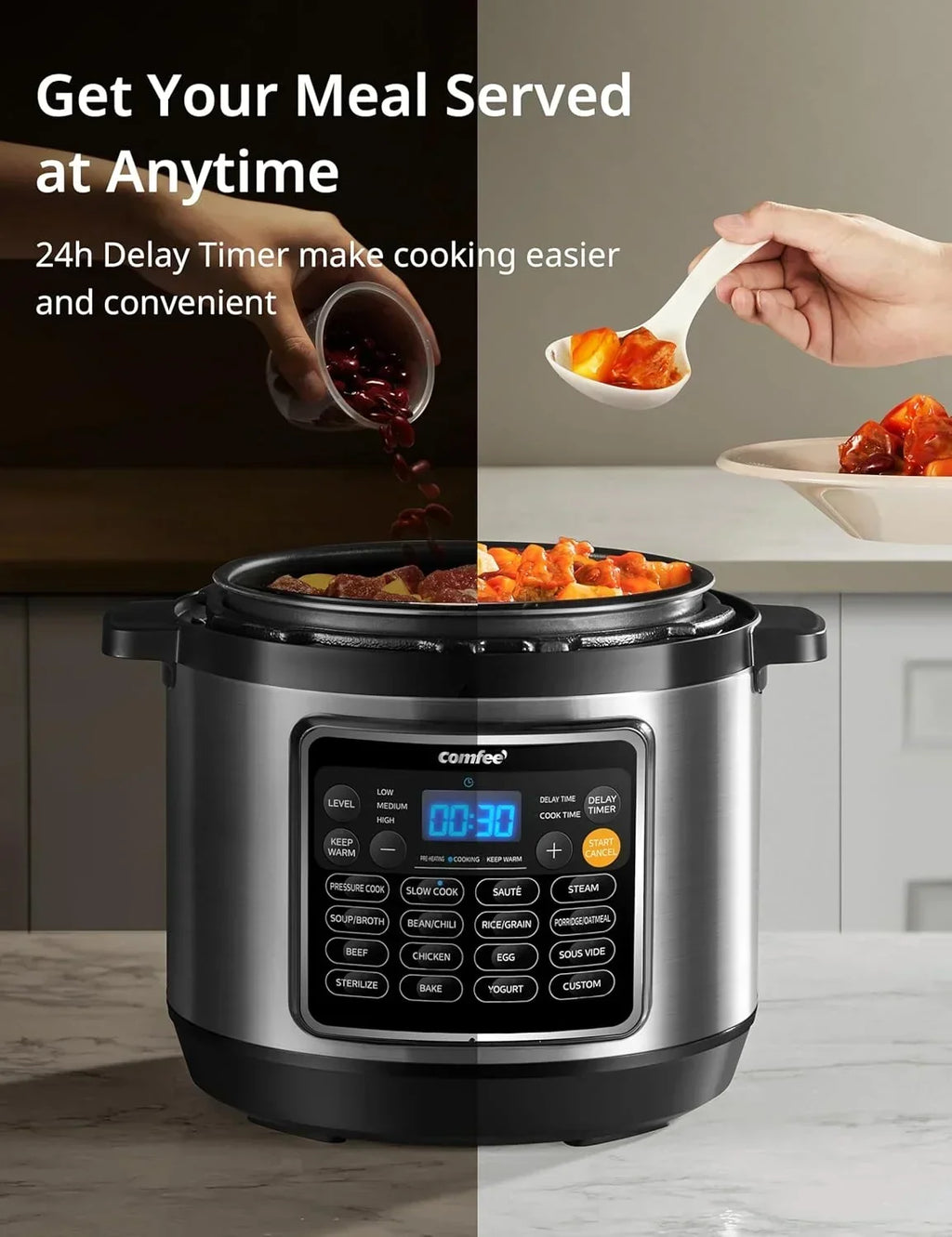 2026 NewCOMFEE" 16 in 1 Electric Pressure Cooker Instant Multi Cooker Olla de Presion Non-Stick Pot Yogurt Maker Rice Cooker Slow Cooker Saut" Steamer 8 Quarts Stainless Steel