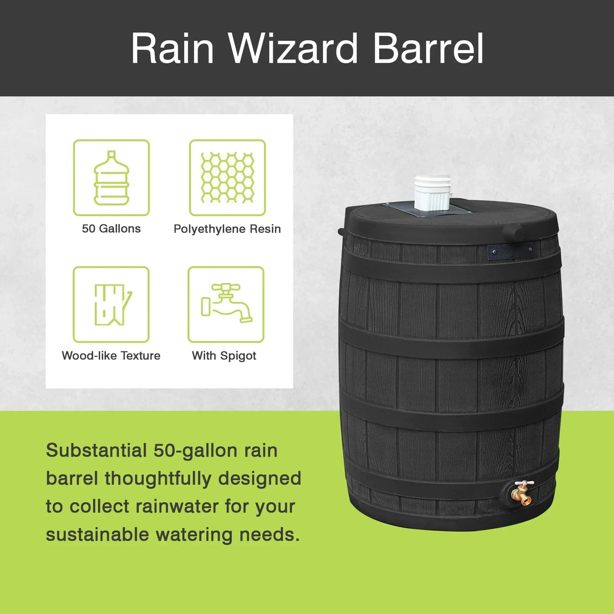 2026 NewGood Ideas Rain Wizard Rain Storage Collection Rain Barrel 50-Gallon