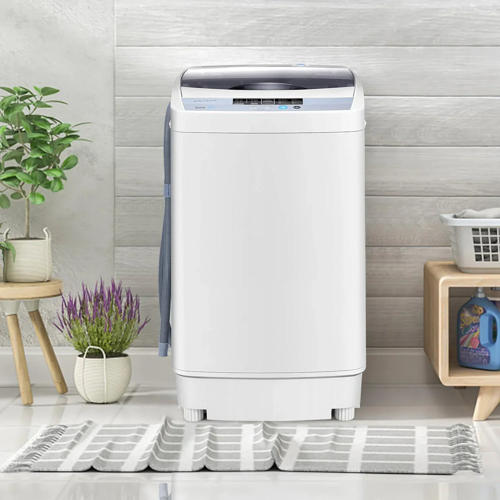 2026 NewGiantex Full-Automatic Washing Machine, 1.34 Cu.ft Compact Washer w/10 Programs, 8 Water Levels & LED Panel, 9.92 Lbs Capacity Portable Cloth Washer and Spinner w/Drain Pump