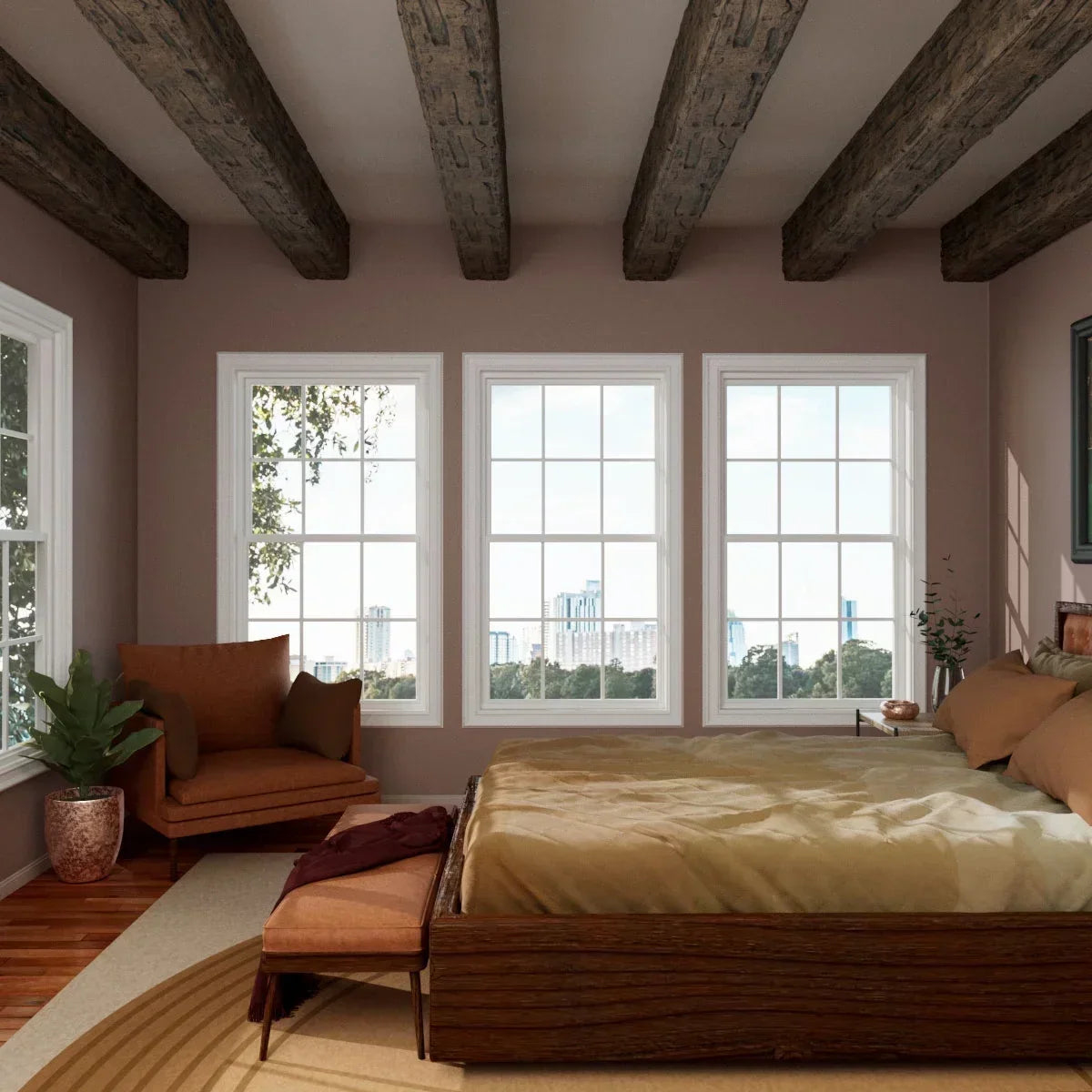 2026 NewEkena Millwork 3 1/2"W x 3 1/2"H x 120"L 3-Sided (U-Beam) Salvaged Timber HeritageTimber Faux Wood Ceiling Beam, Kona Brown