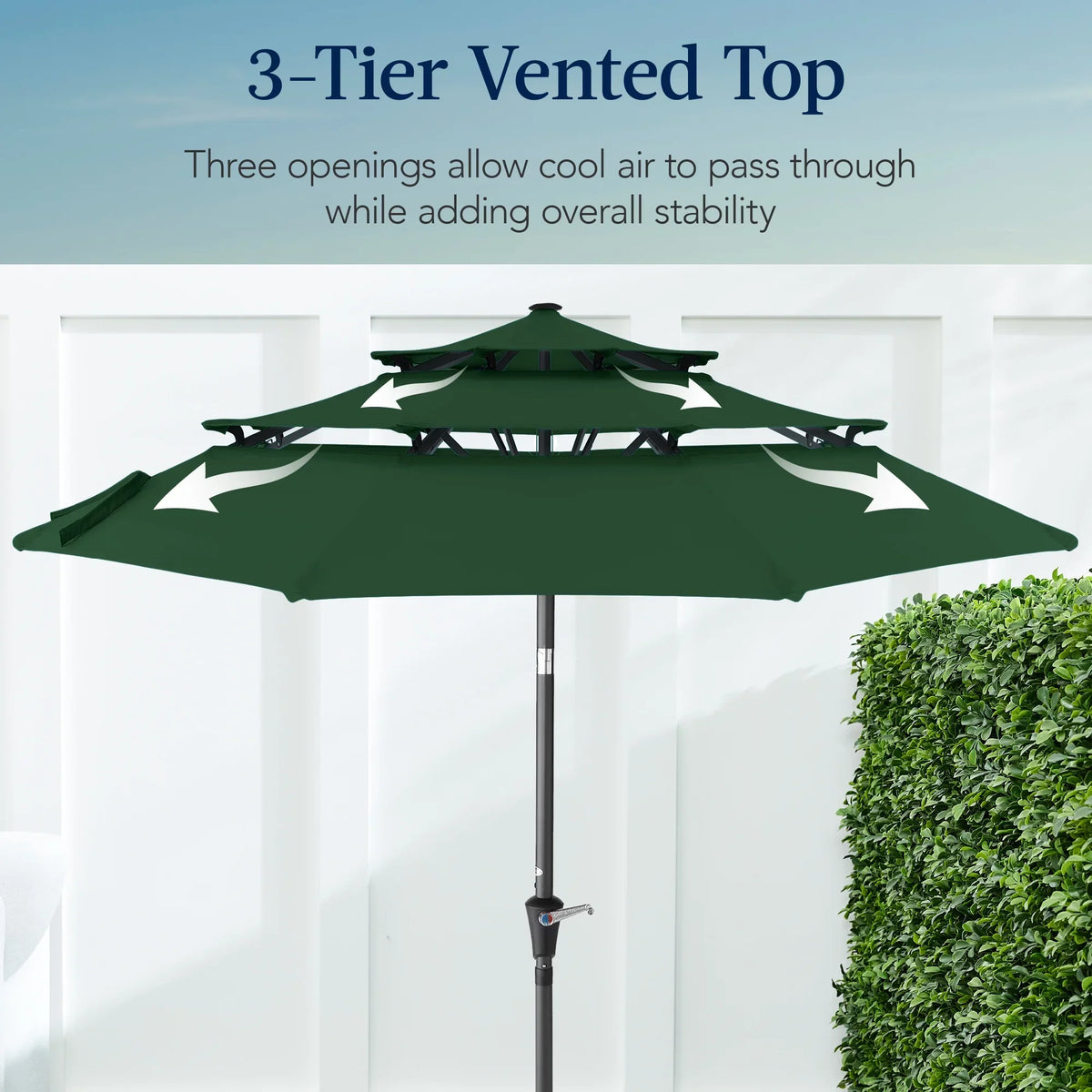 2026 NewBest Choice Products 10ft 3-Tier Patio Umbrella, Market Sun Shade w/ Tilt Adjustment, Easy Crank - Red