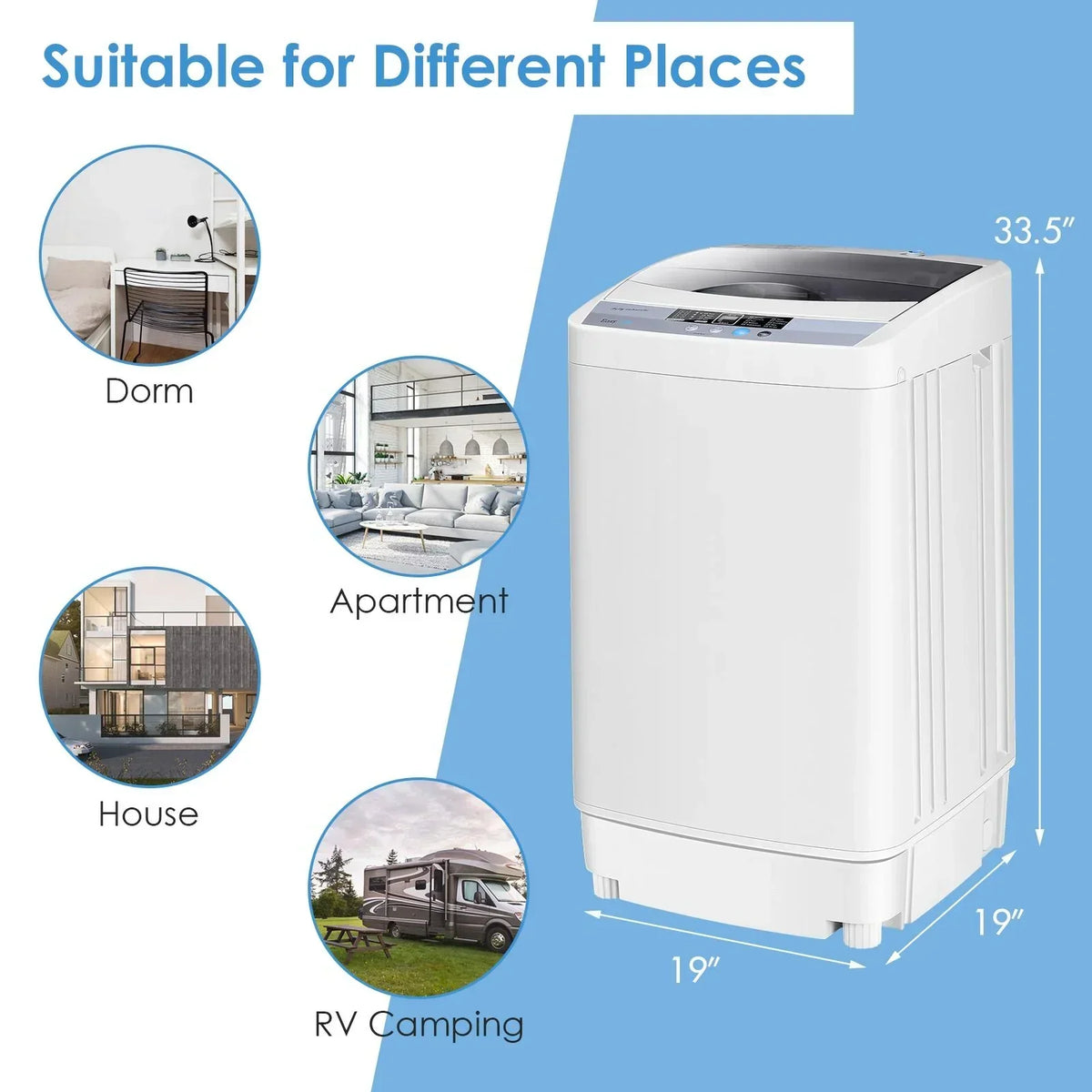 2026 NewGiantex Full-Automatic Washing Machine, 1.34 Cu.ft Compact Washer w/10 Programs, 8 Water Levels & LED Panel, 9.92 Lbs Capacity Portable Cloth Washer and Spinner w/Drain Pump