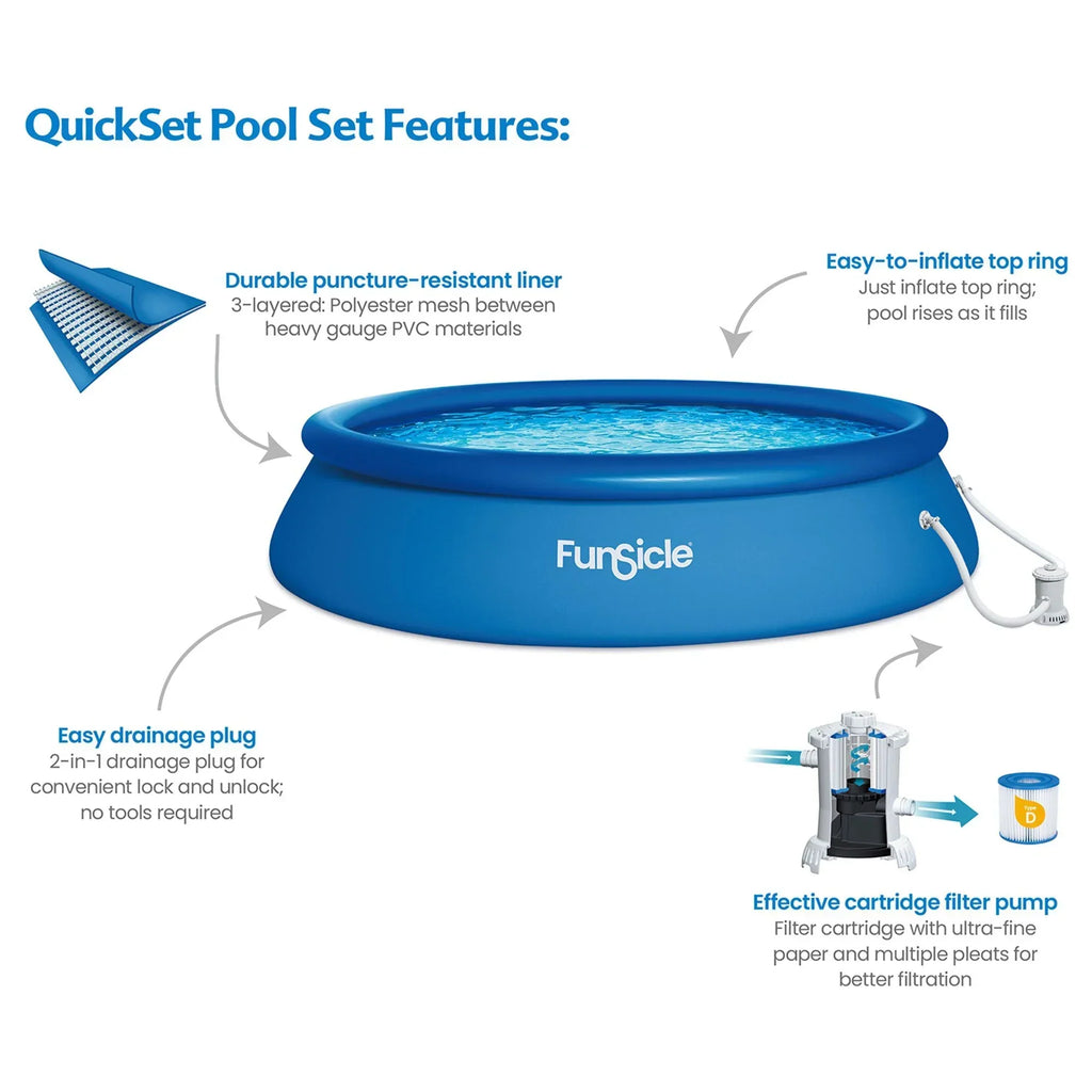 2026 NewFunsicle 8 ft QuickSet Above Ground Swimming Pool, Round, Age 6 & up