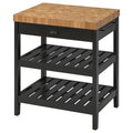 VADHOLMA Kitchen island - black/oak 31 1/8x24 5/8x35 3/8 "