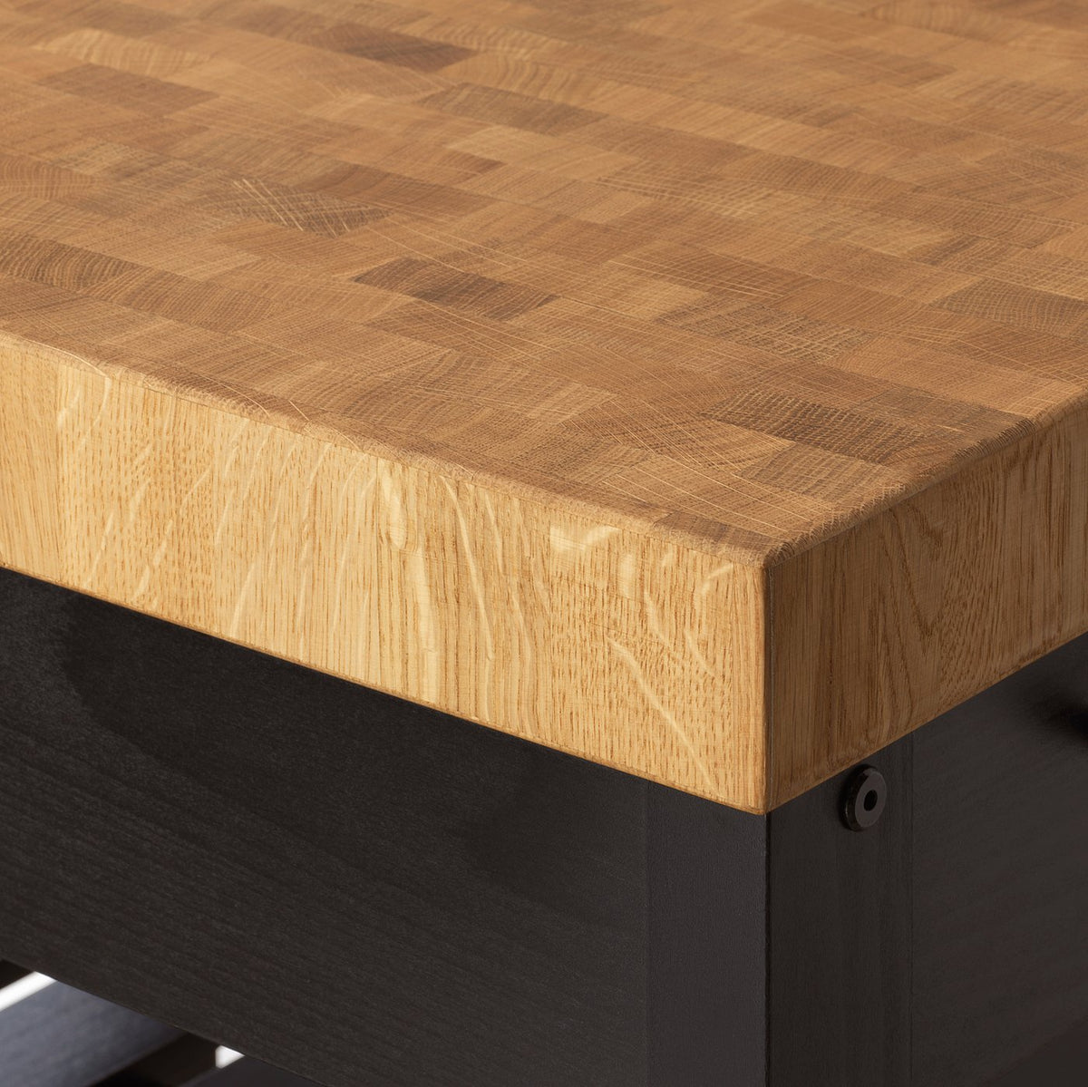 VADHOLMA Kitchen island - black/oak 31 1/8x24 5/8x35 3/8 "